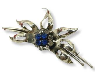 Mid-Century Floral Sterling Brooch
