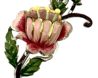 Vintage Coro Enameled Flower Brooch
