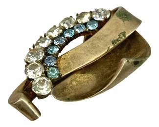 Mid Century Sterling Silver & Rhinestone Brooch
