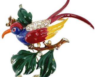 Crown Trifari Alfred Philippe Enamel Bird Clip
