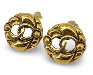 Vintage Gold Tone Coco Chanel Earrings

