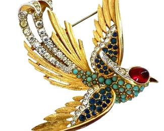 Marcel Boucher Rhinestone Bird Brooch
