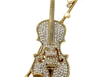 Swarovski Crystal Violin Brooch
