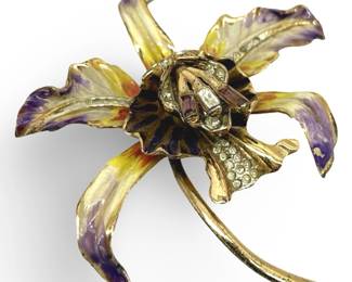 Rare Sterling Coro Craft Orchid Brooch
