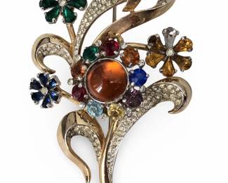 Vintage Coro Craft Trembler Rhinestone Brooch
