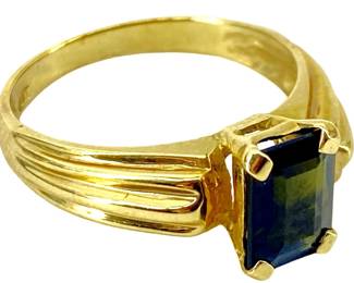 14K Gold Green Iolite Ring
