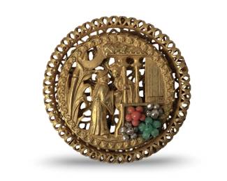 Miriam Haskell Asian Scene Beaded Brooch
