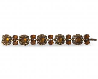 Vintage Trifari Amber Rhinestone Link Bracelet
