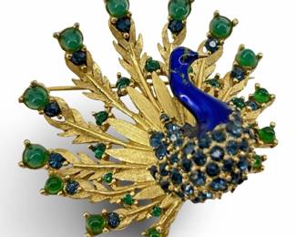 Vintage Marcel Boucher Rhinestone Peacock Brooch
