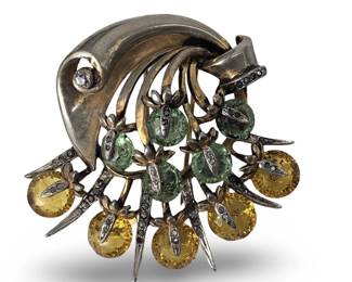 Ralph DeRosa Sterling Silver Rhinestone Brooch
