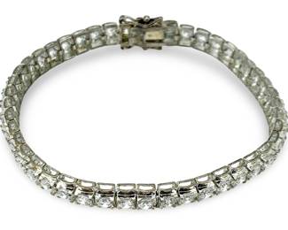 Rhinestone Inlaid Sterling Bracelet
