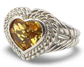 Sterling/ Topaz Judith Ripka Heart Ring
