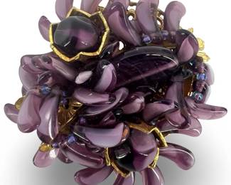 Vintage Miriam Haskell Purple Bead Brooch
