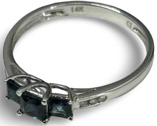 14k White Gold Sapphire & Diamond Ring
