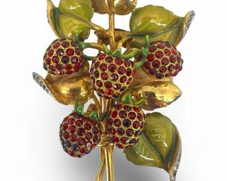 Rare Ralph DeRosa Strawberry Rhinestone Clip
