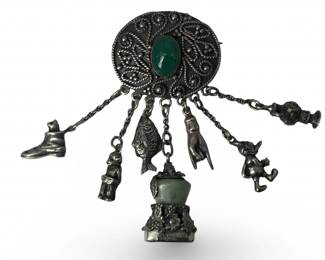 Old Hobe Sterling Mickey Mouse Charm Brooch
