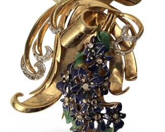 Ralph DeRosa Enameled Floral Fur Clip
