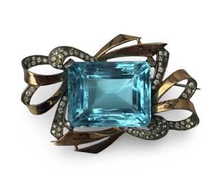 Mid Century Sterling Silver Rhinestone Brooch
