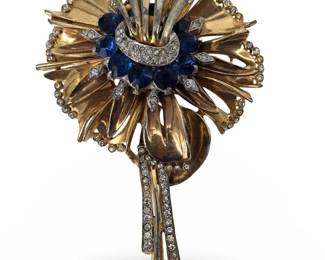 Vintage Reja Sterling Rhinestones Brooch
