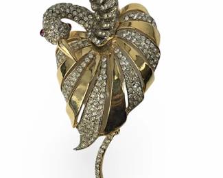Vintage Reja Swan Rhinestone Brooch
