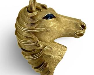 Vintage Trifari Rhinestone Horse Brooch
