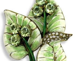 Vintage Reja Enamel Leaf Brooch
