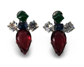 Pair Of Vintage Schreiner Rhinestone Earrings
