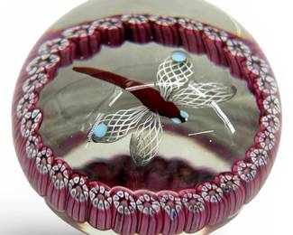 Vintage Perthshire Dragonfly Art Glass Paperweight
