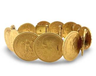 18k Gold 1955 5 Pesos Coin Bracelet
