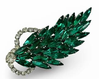 Vintage Rhodium Plated Navettes Brooch
