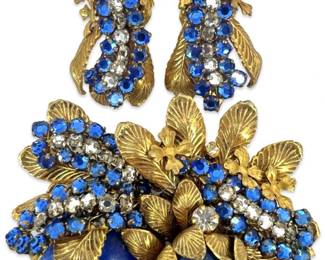 Miriam Haskell Rhinestone Brooch/ Earrings
