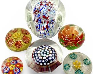 6pc Art Glass Paperweights
