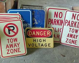 Parking Lot Signs, Including Handicap, And No Parking, Qty 15, 18" x 12", Danger Signs, Qty 2, 14" x 10"