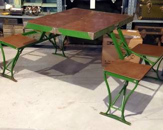 Handy Table And Chairs Set By Milwaukee Stamping Co., 26" x 60" x 33" (Open), 14.5" x 33" x 4.5" (Closed)Picnic foldable table
