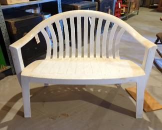 Outdoor Polyvinyl Bench, 32" x 43" x 29", And Handcrafted Decorative Goose