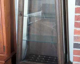 Lighted Curio Case With Lower Cabinet And Tapered Sides, 71.5" x 28" x 16.25", Powers On
