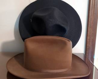 Stetson 3X Beaver 7 1/4" Hat, And Stratton Self-Forming 7 1/4" Hat With Strap
