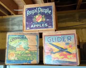 Produce Crates With Advertising, 12" x 12" x 26", Qty 2, And 9" x 12" x 19", Qty 1