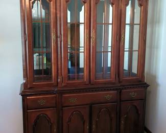 Broyhill Lighted China Cabinet With 3 Drawers And Lower Cabinet Storage, 81" x 62" x 17.5"