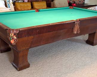 The Brunswick-Balke-Callender Co. Pool Table With Leather Pockets And Leather Cover, 33" x 110" x 60"