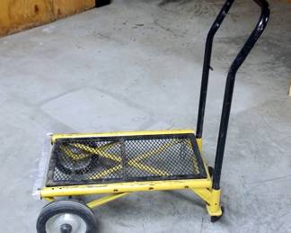 Flat Bed Pull Cart With Mesh Bed, 33" (Including Handle) x 28" x 18