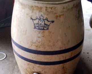 Blue Crown Stoneware 2 Gallon Crock With Water Spout