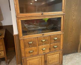 Antique pharmacist/ barrister  oak cabinet bookcase 