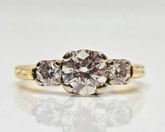 001 18k Natural Diamond Antique Engagement Ring w Appraisal