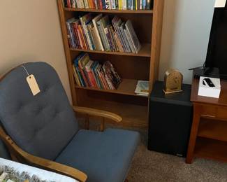 Bookshelf w/ books, glider