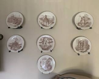 7 plates with wood wall holders