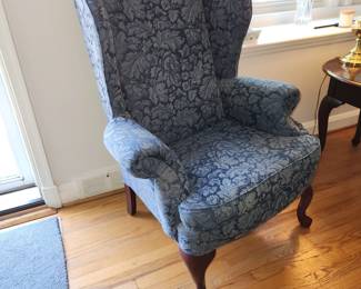 pair blue armchairs