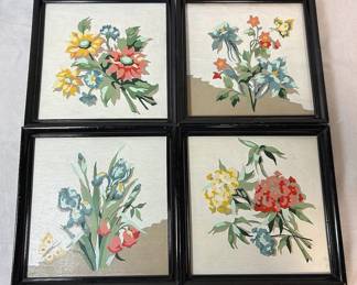 Four Framed Floral Paintings 