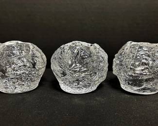 1970s Kosta Boda Glass Snowball Votive Candle Holders