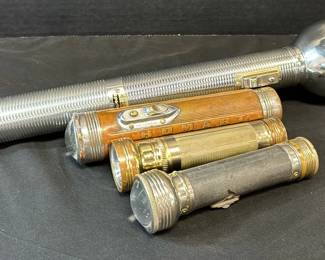 Four Vintage Flashlights RayOVac Sportsman, Homart, Franco  More